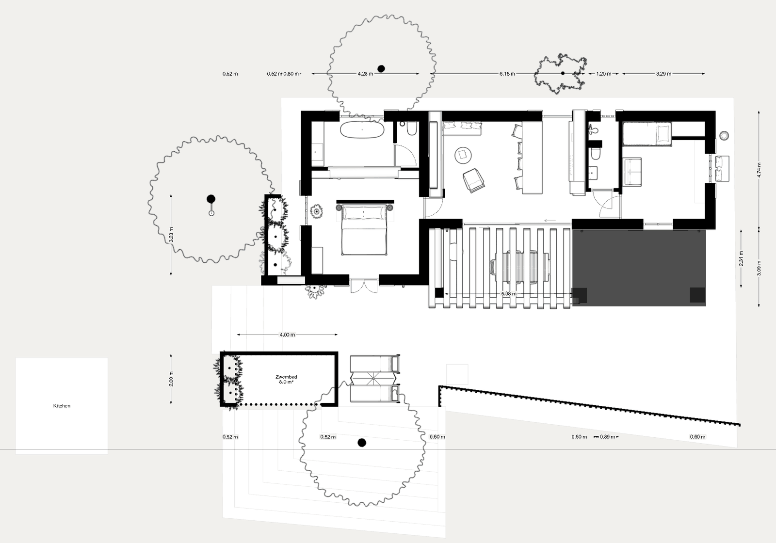Plattegrond met het terrein eromheen
